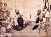 unknow artist Thakur Daulat Singh,His Minister,His Nephew and Others in a Council oil painting reproduction